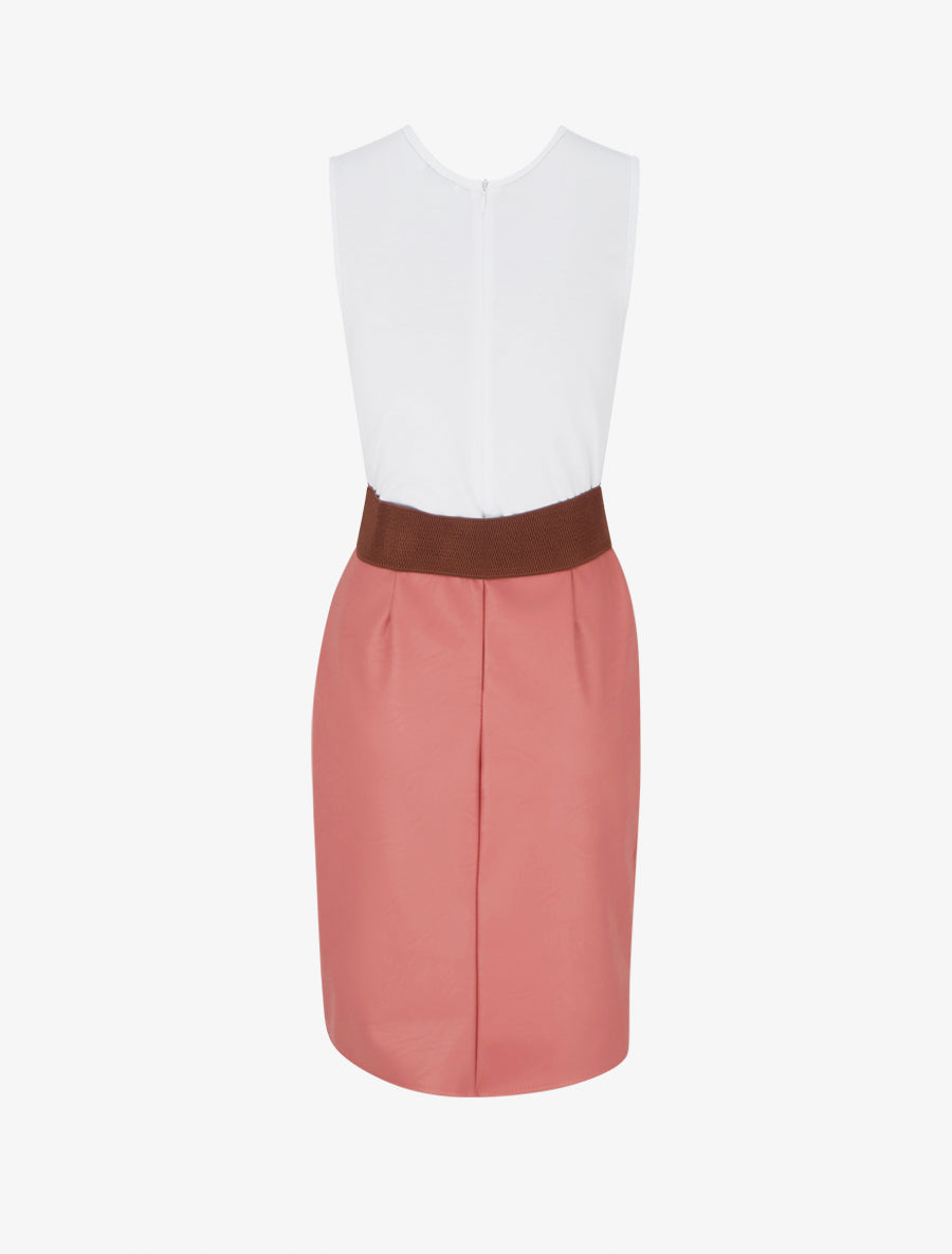 Robe bimatière à col V - Rose saumon - 2