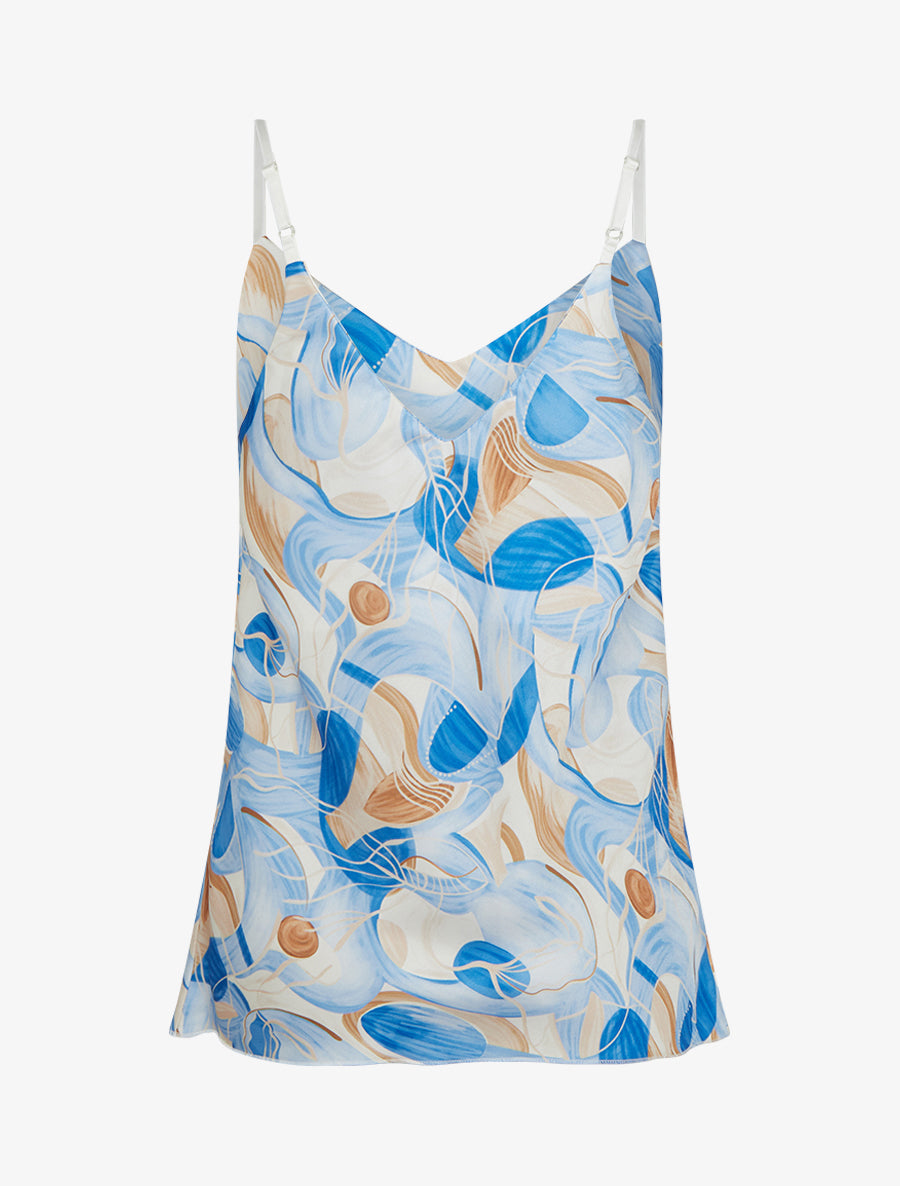 Caraco satiné imprimé abstrait - Bleu ciel - 2