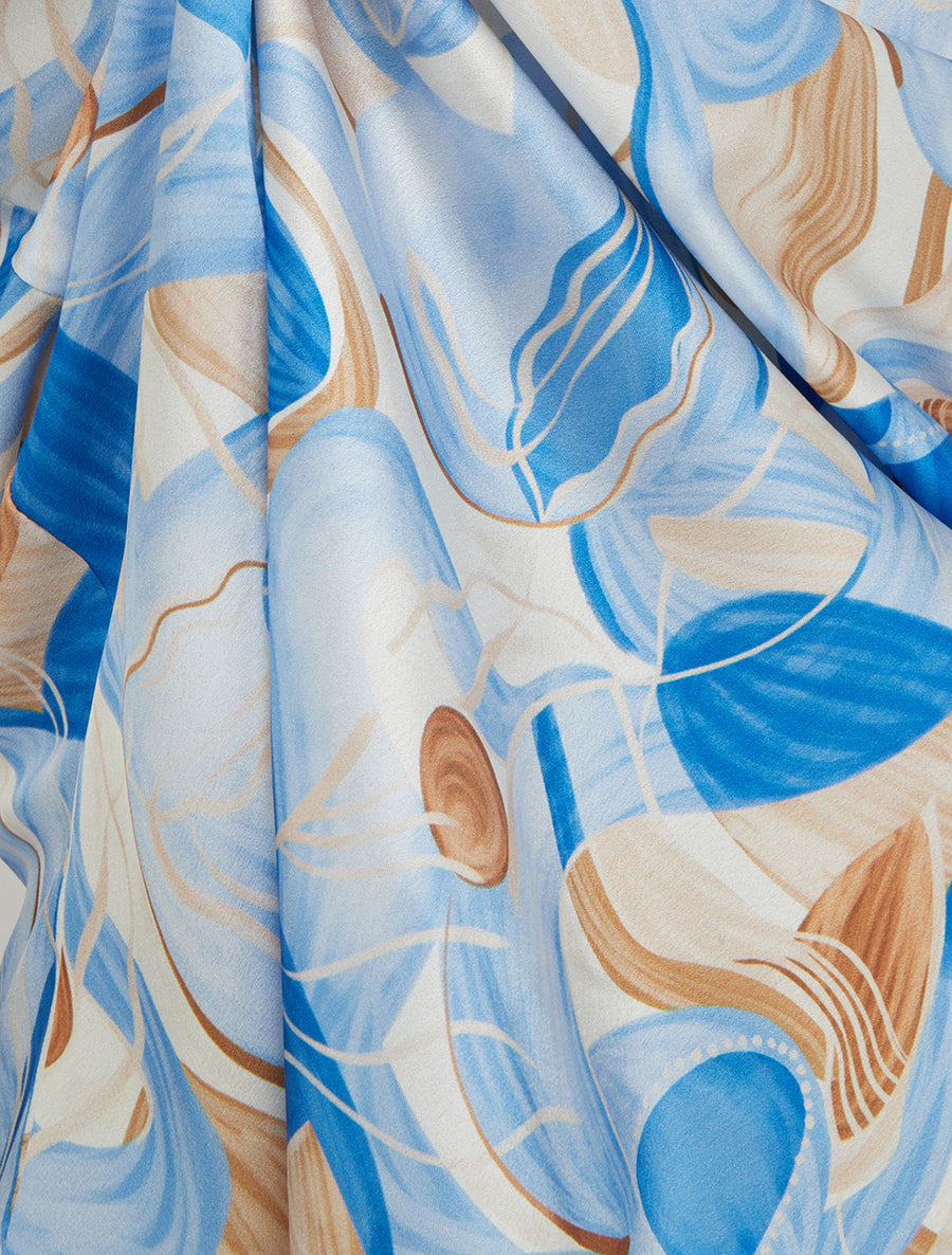 Caraco satiné imprimé abstrait - Bleu ciel - 3