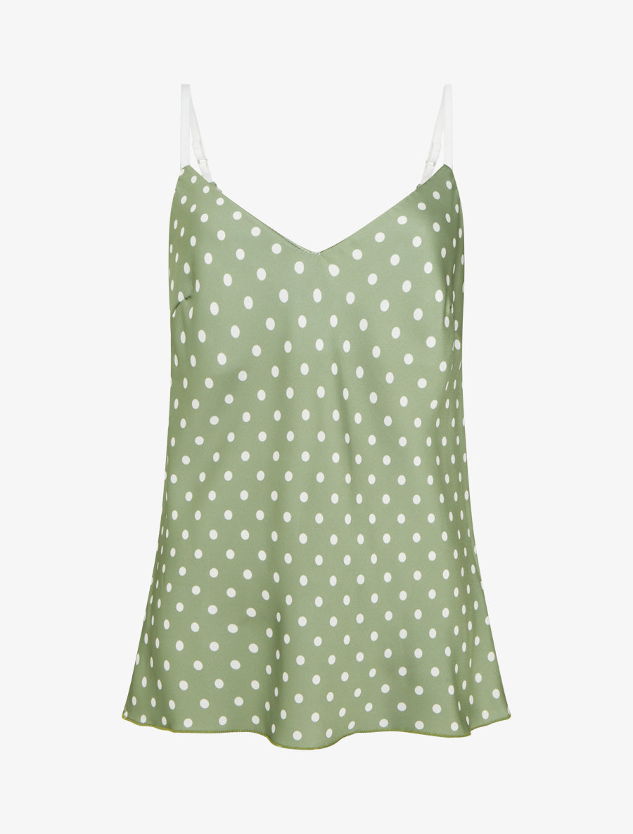 Caraco satiné imprimé à pois - Kaki - 1