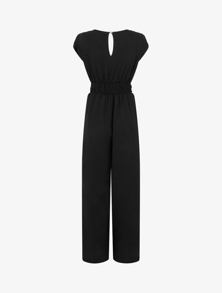 Combinaison ample à col cache-coeur effet drapé - Noir - 2
