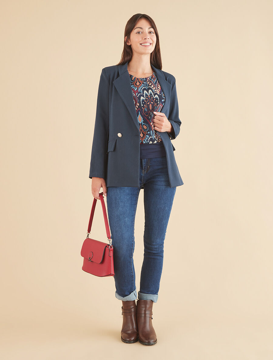 Veste basique cintrée à 2 boutons - Marine - 4