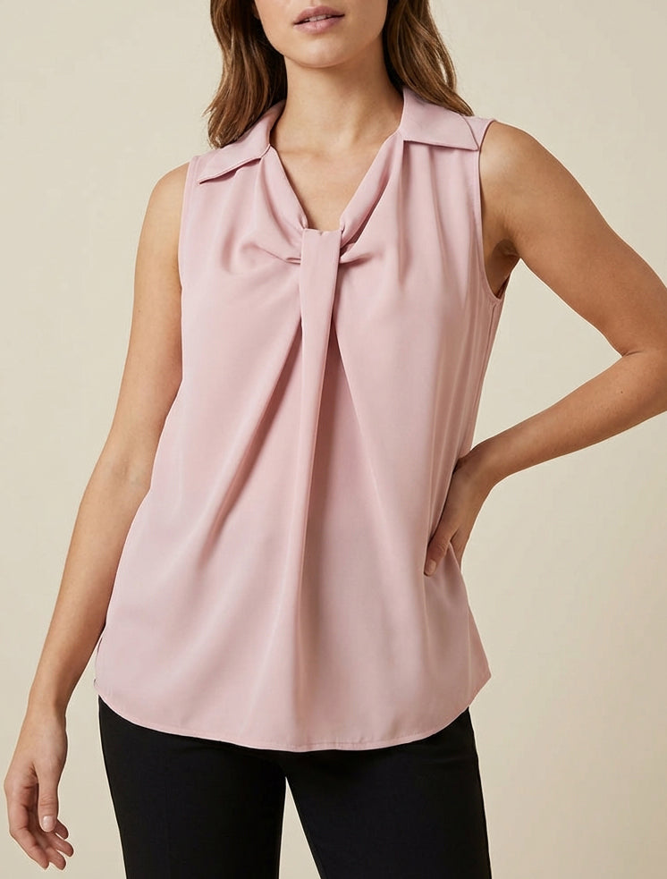 Top fluide à nœud décoratif - Vieux rose
