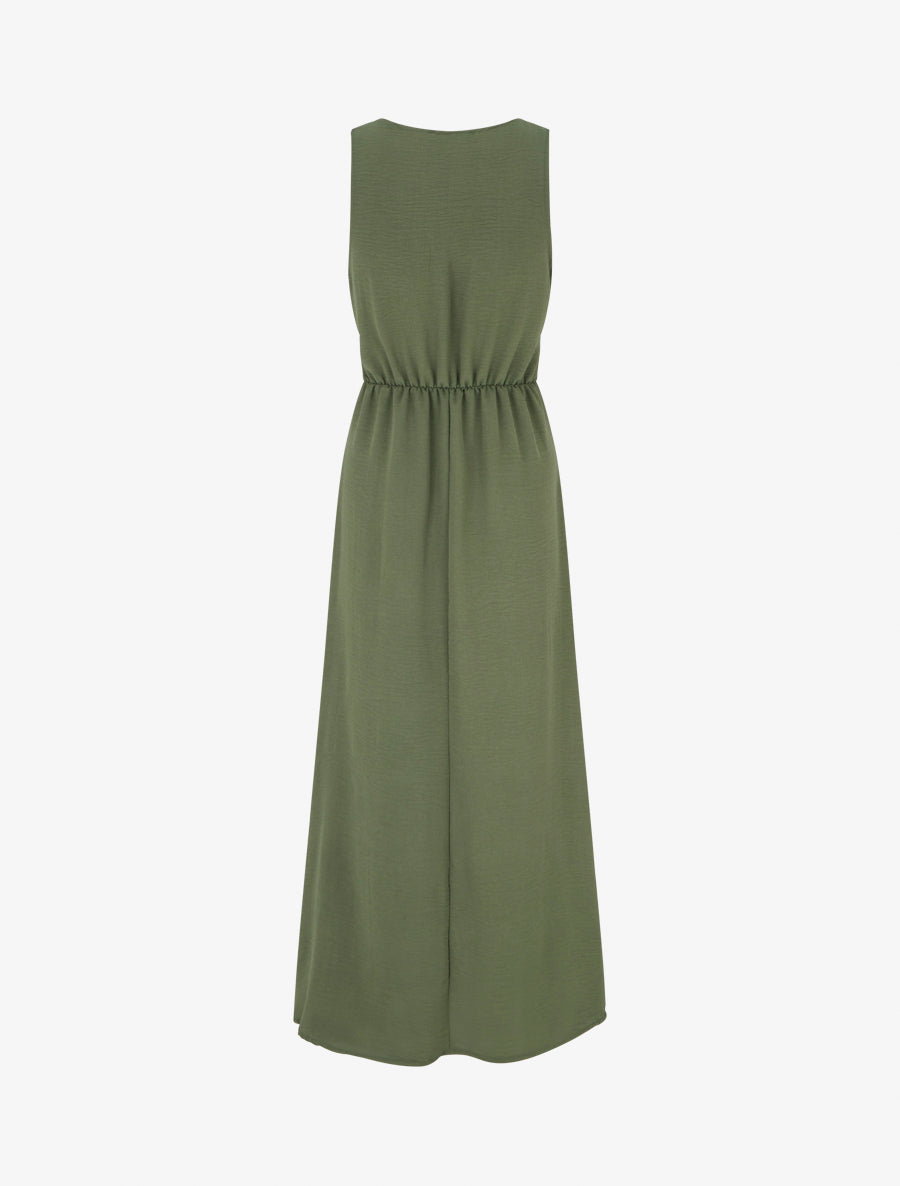 Robe longue à pans à nouer - Kaki - 2