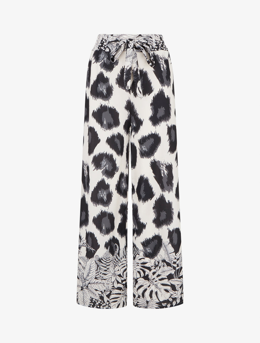 Pantalon ample imprimé léopard fantaisie - Noir - 1