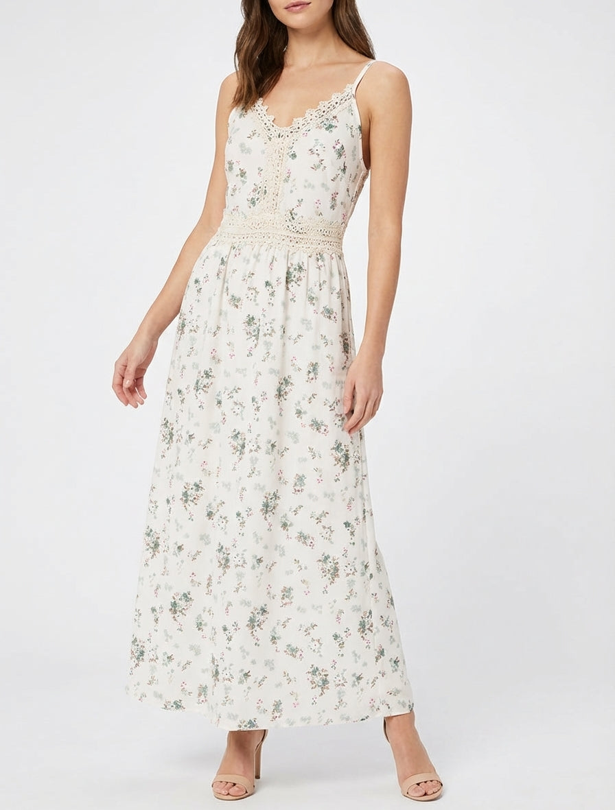 Robe longue col V bretelles ajustables - Kaki