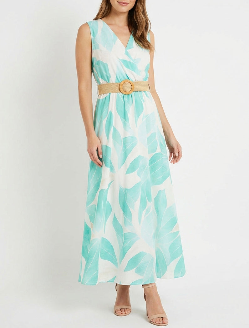 Robe fluide à taille élastiquée - Vert menthe