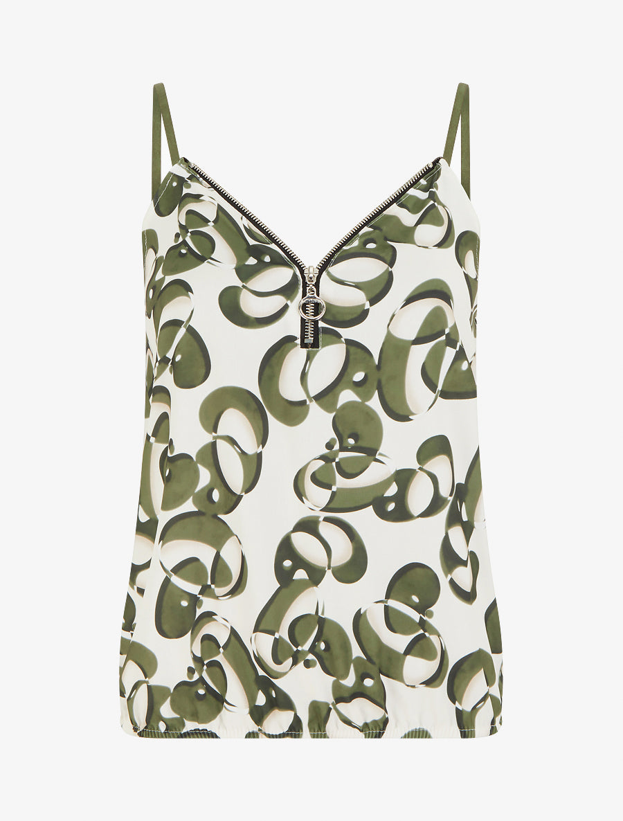 Caraco zippé imprimé graphique - Kaki - 1