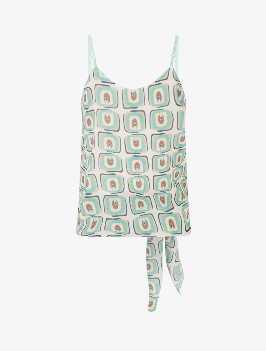 Caraco imprimé graphique à nouer - Vert d&