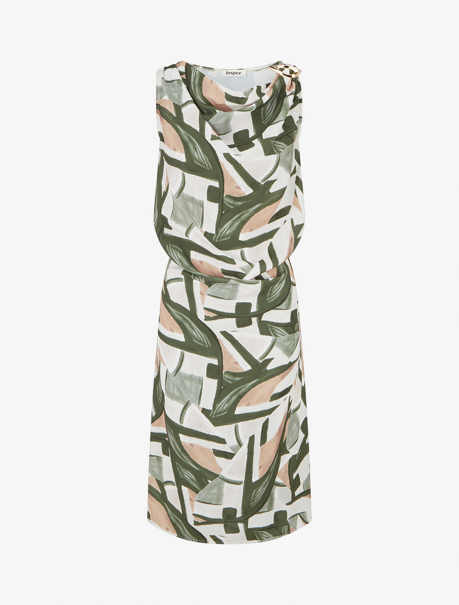 Robe droite à taille élastiquée - Kaki - 1