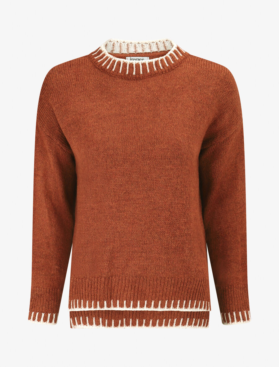 Pull uni asymétrique - Rouille - 1