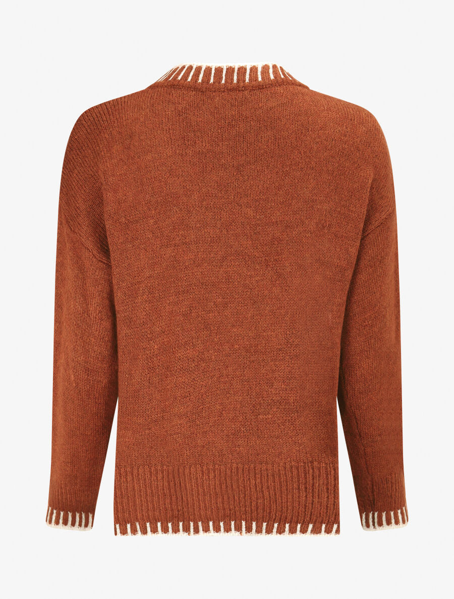 Pull uni asymétrique - Rouille - 2