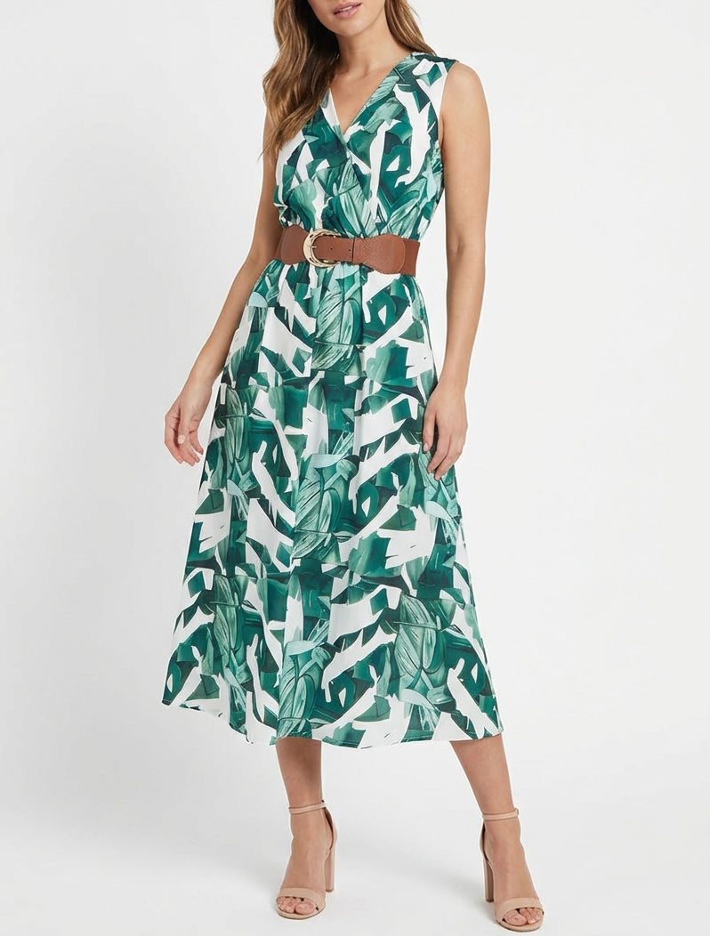 Robe fluide col cache-cœur - Vert