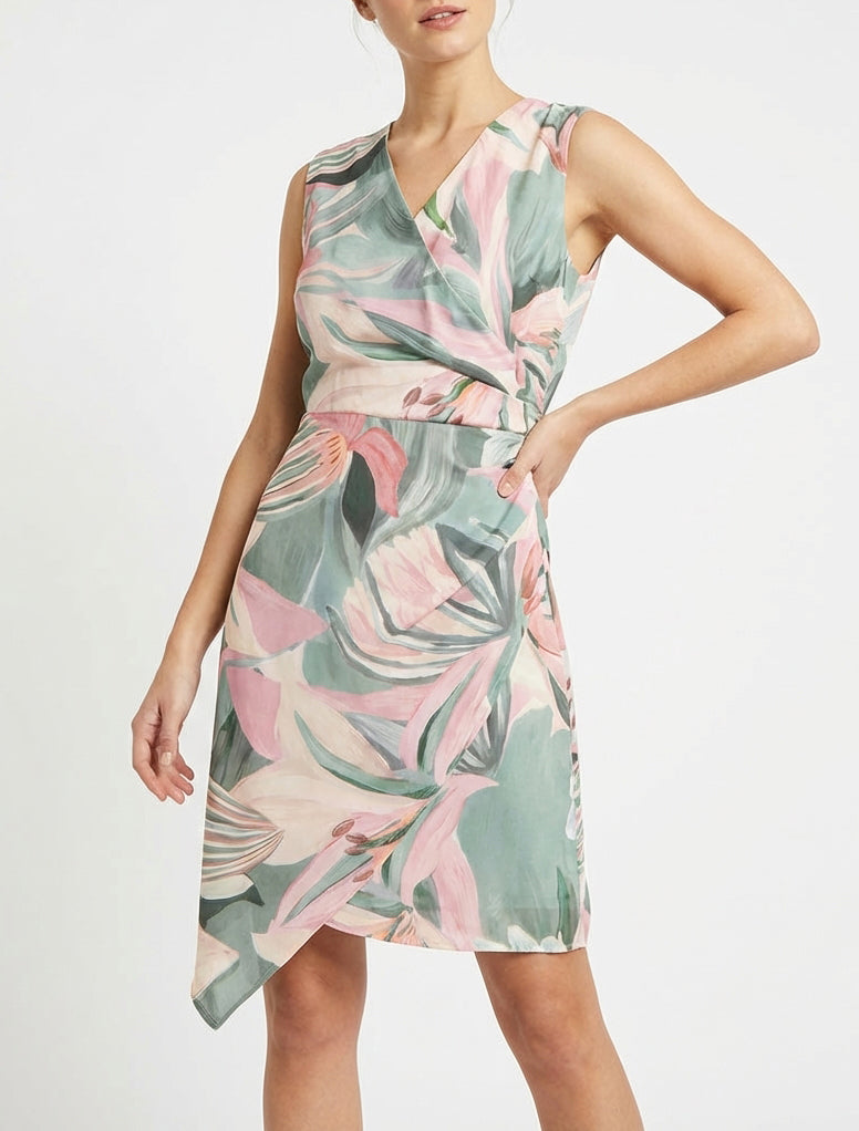 Robe portefeuille moulante cache-cœur - Kaki