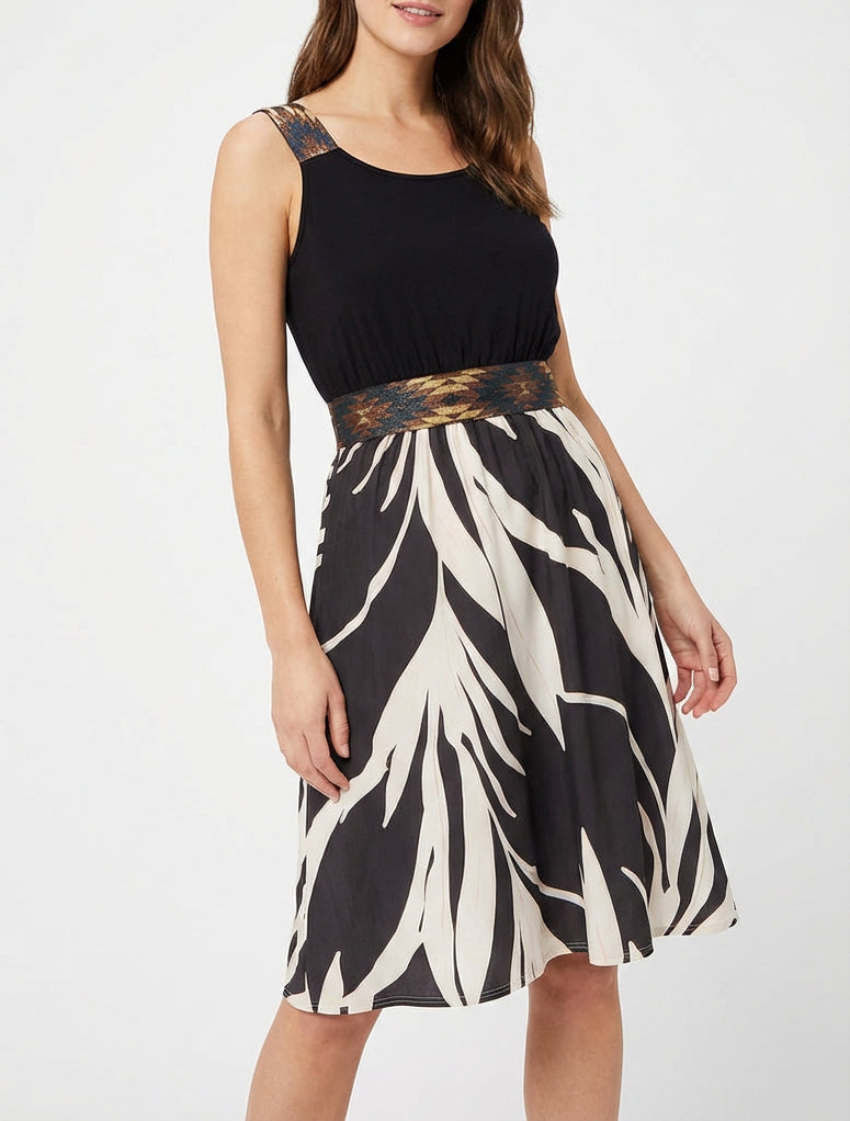 Robe patineuse imprimé graphique - Noir
