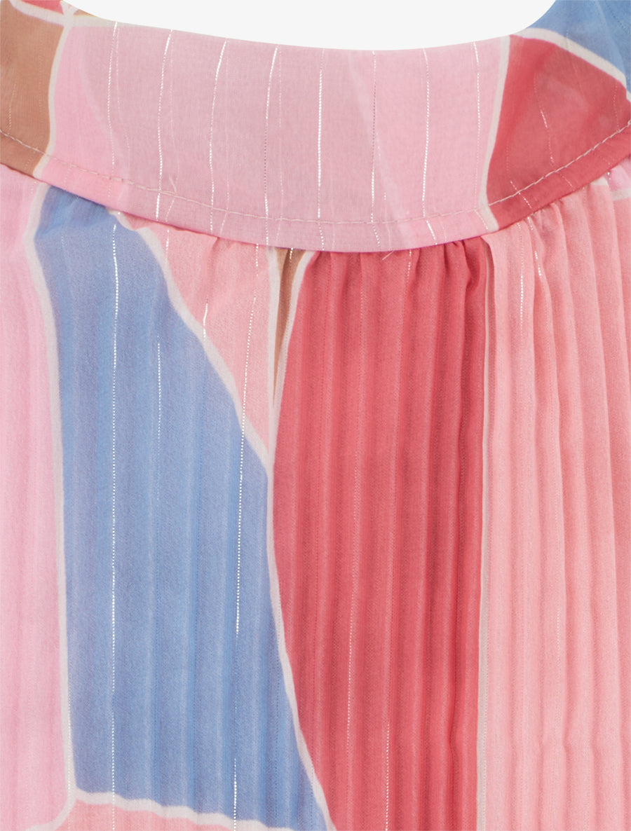 Top plissé sans manches imprimé graphique - Rose - 3