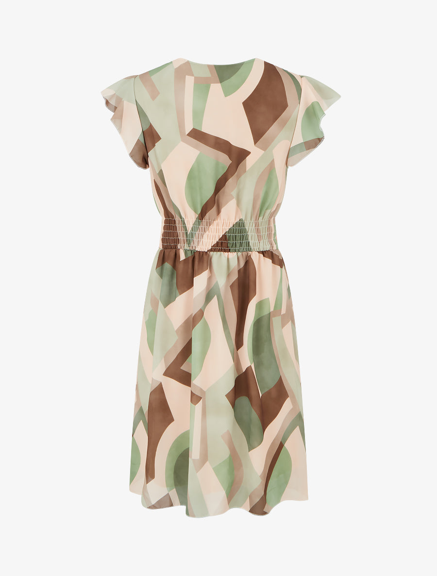 Robe cache-coeur à imprimé rétro - Kaki - 2