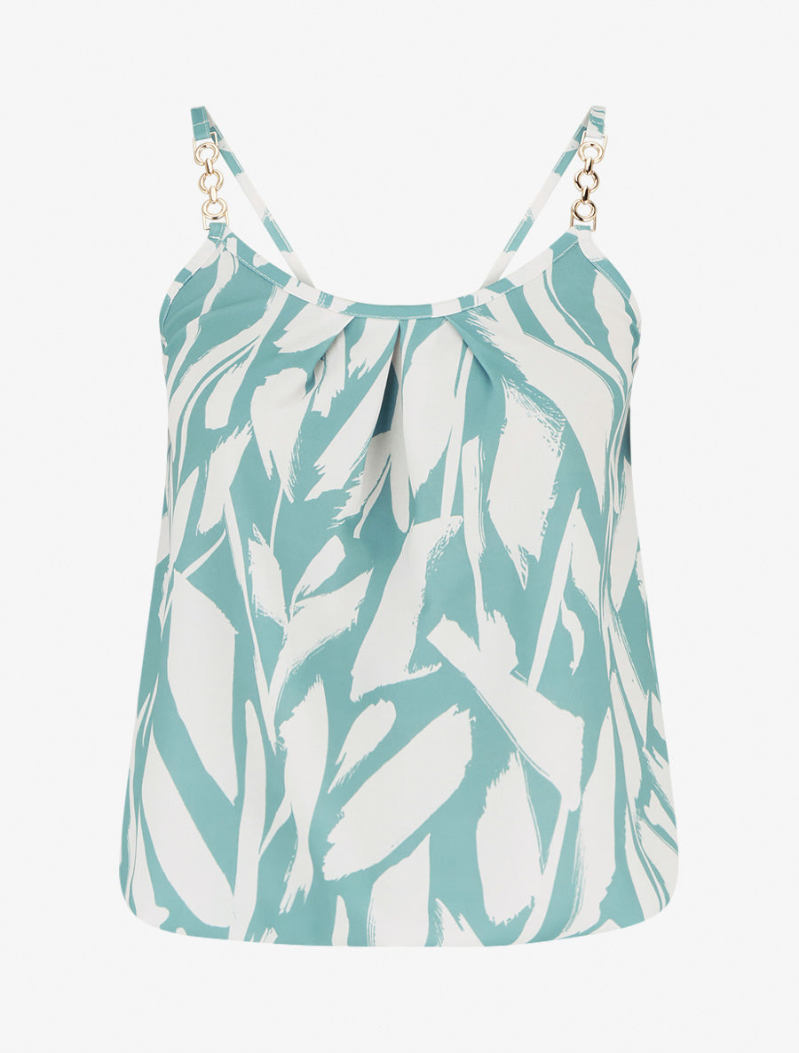 Caraco fluide col plissé à bretelles - Vert d&