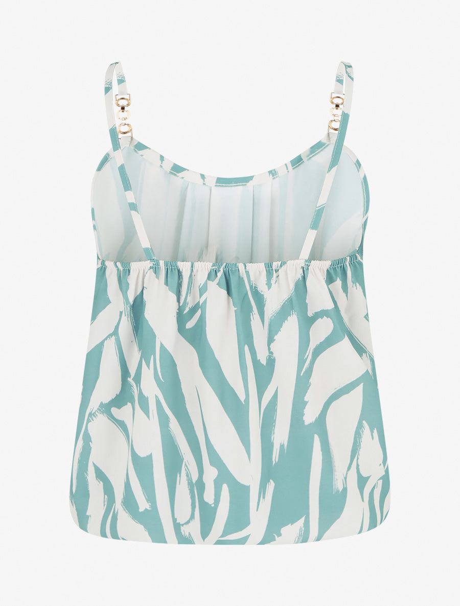 Caraco fluide col plissé à bretelles - Vert d&