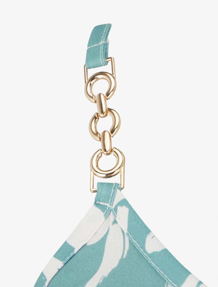 Caraco fluide col plissé à bretelles - Vert d&