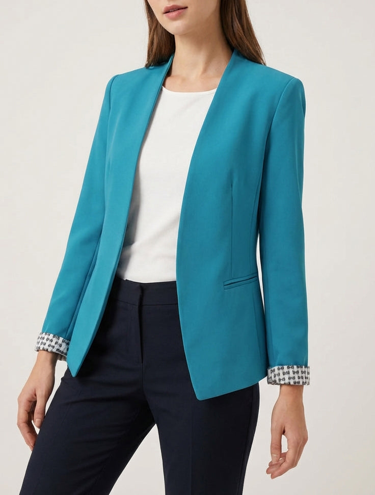 Veste droite col droit - Turquoise