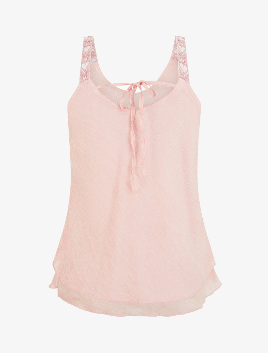 Caraco en tissu texturé - Rose - 2