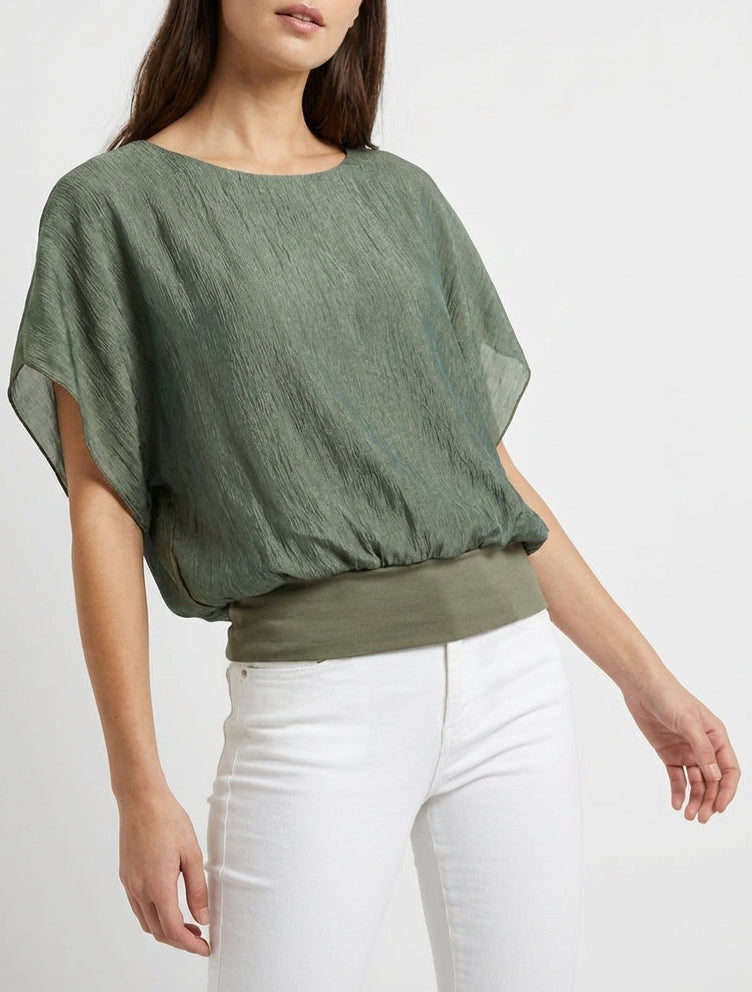 Top boule manches chauve-souris - Kaki