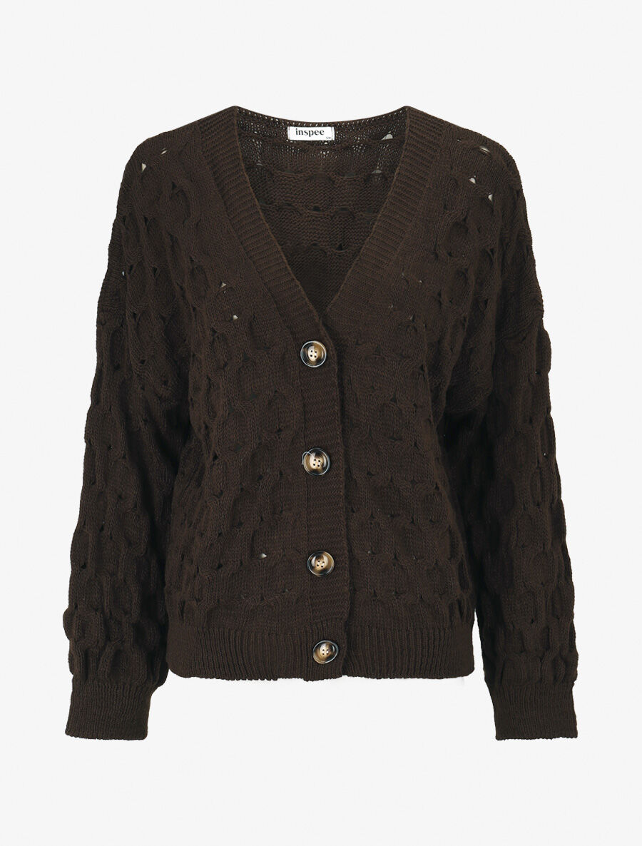 Gilet uni boutonné - Marron - 1
