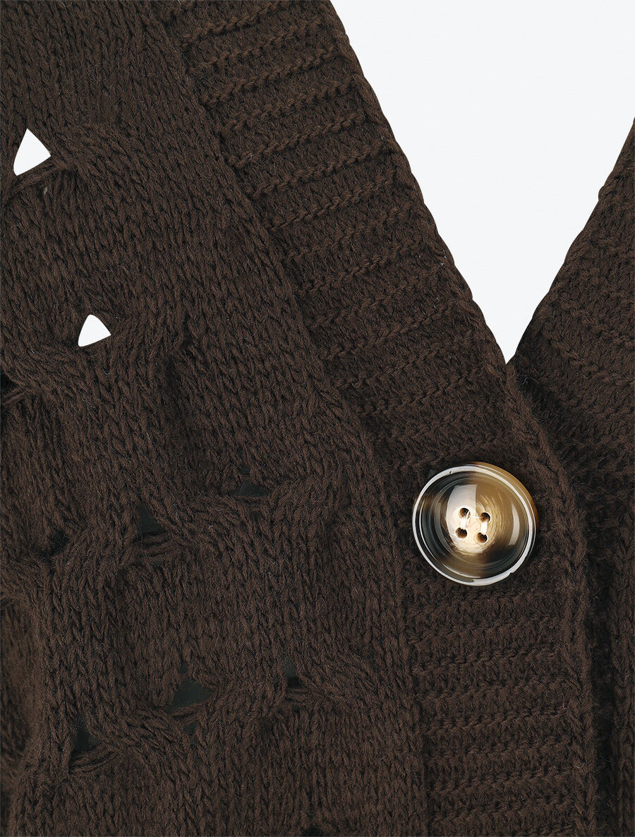 Gilet uni boutonné - Marron - 3