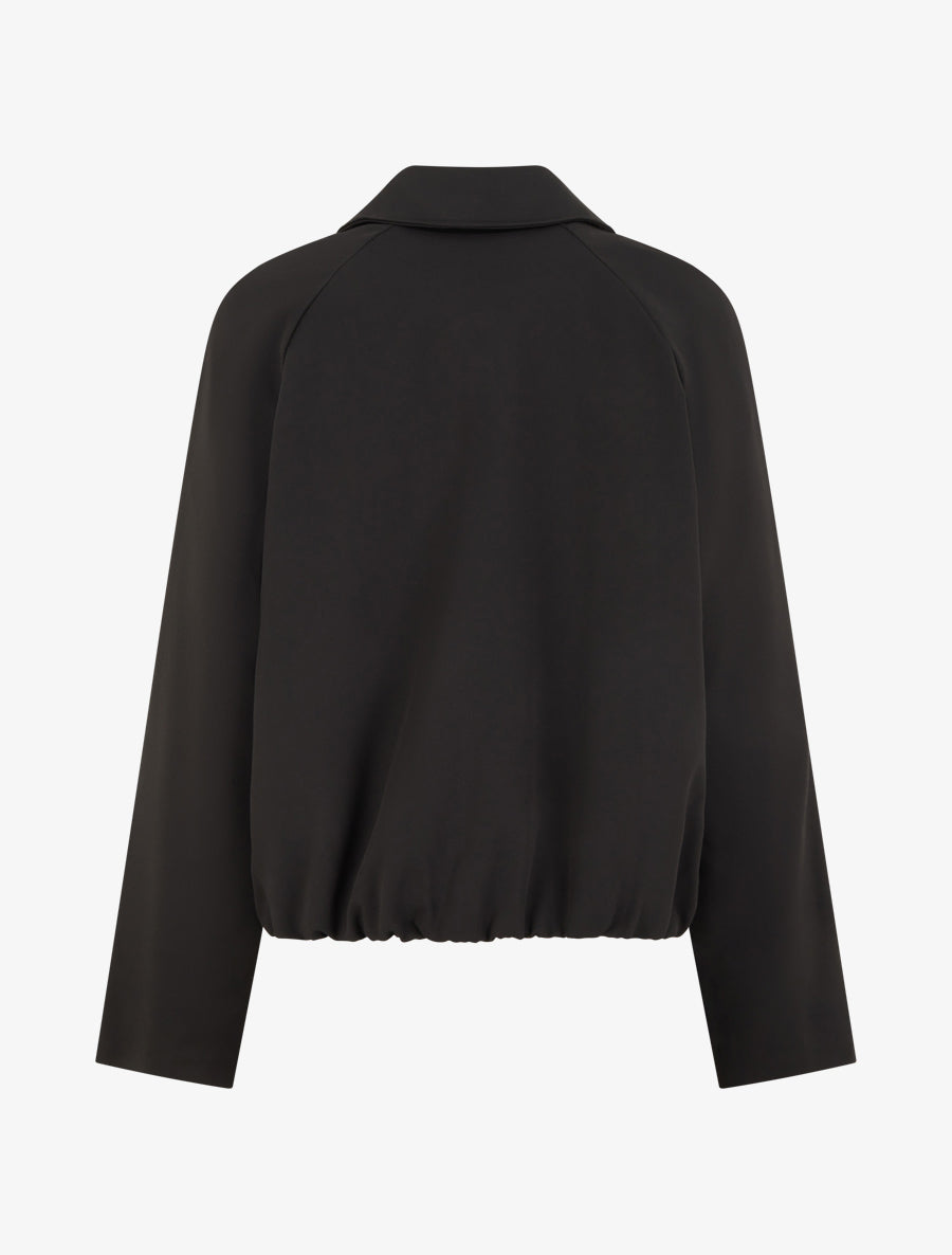 Veste droite zippée à col chemise - Noir - 2