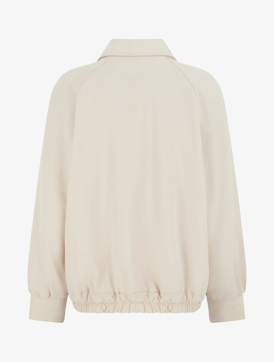 Veste ample zippée à bords élastiqués - Beige - 2