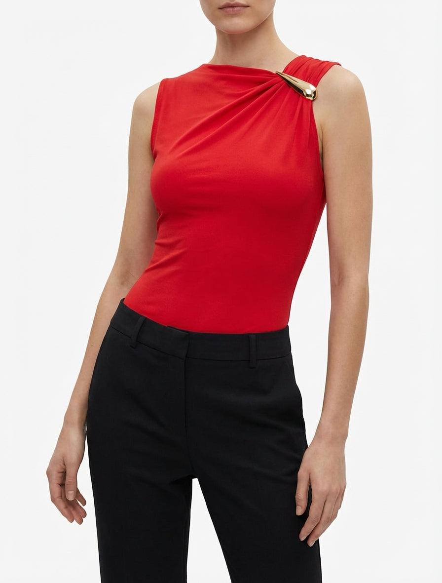 Body stretch col montant - Rouge