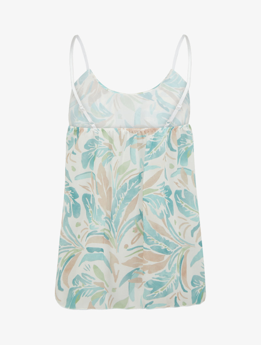 Caraco volanté imprimé feuilles - Vert menthe - 2