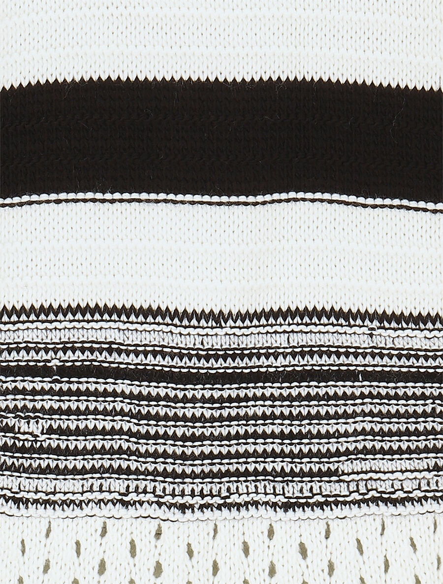 Pull en maille ajourée et rayures - Blanc - 3