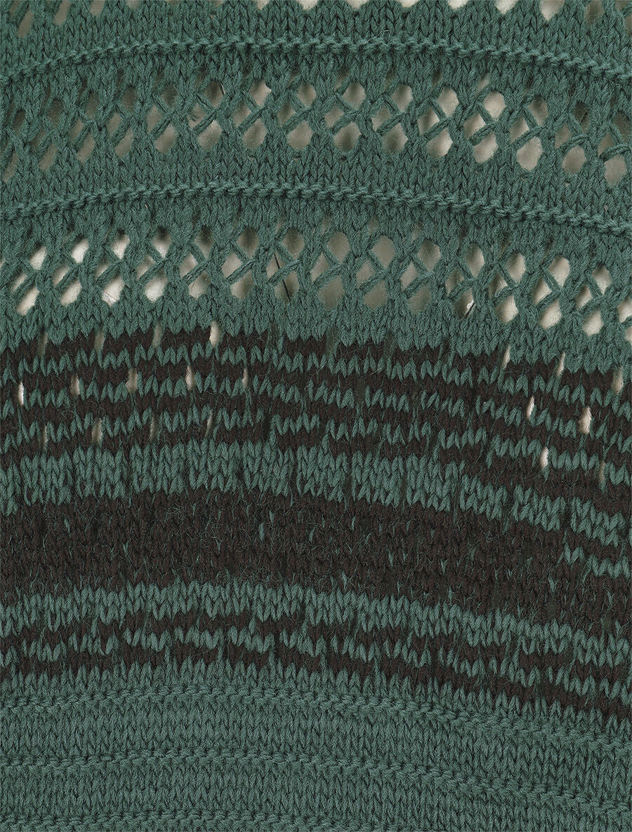 Pull en maille ajourée et rayures - Vert forêt - 3