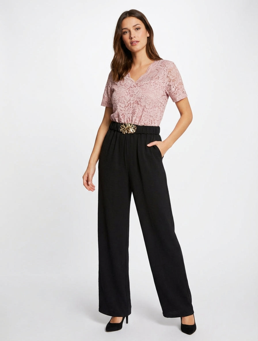 Combinaison bimatière et bicolore - Vieux rose