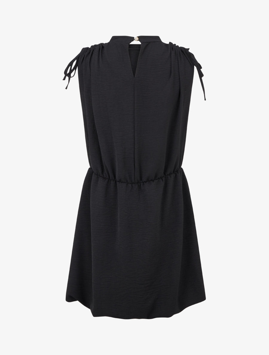 Robe évasée sans manches à épaules froncées - Noir - 2