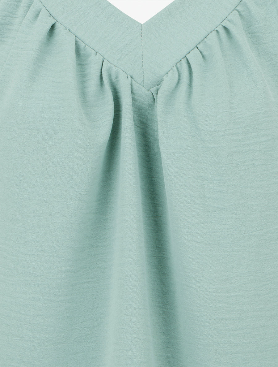 Top uni sans manches à col V - Vert d&