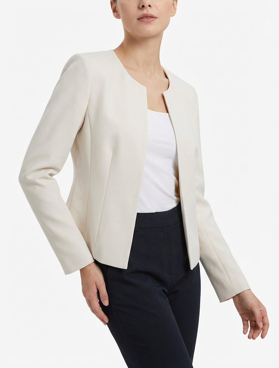 Veste droite à col rond - Beige clair
