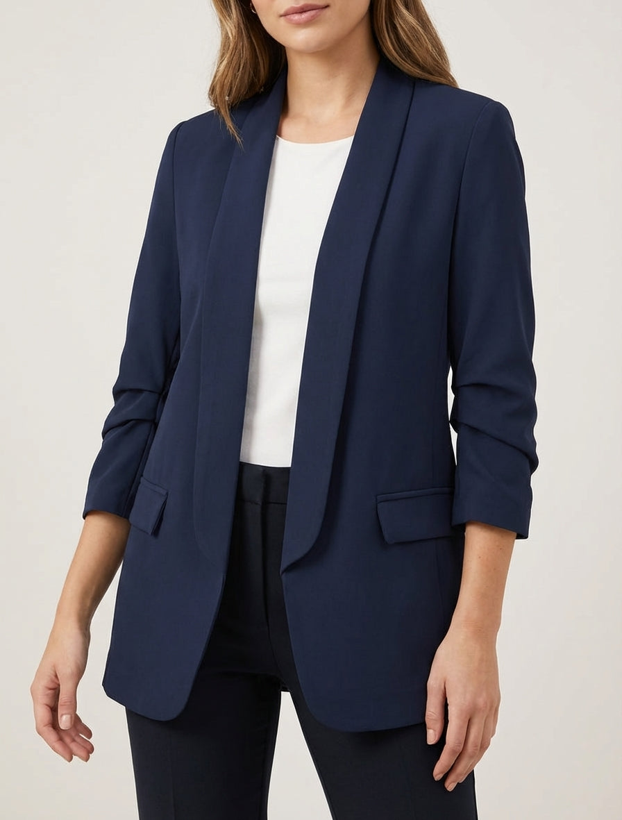 Blazer droit à col droit - Marine
