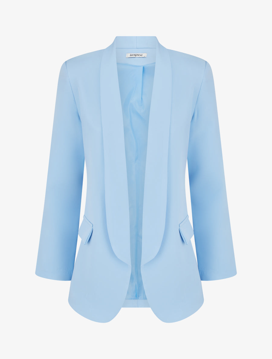 Blazer uni à manches longue - Bleu ciel - 1