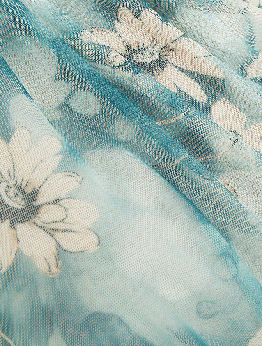 Top sans manches en tulle à fleurs - Vert émeraude - 3