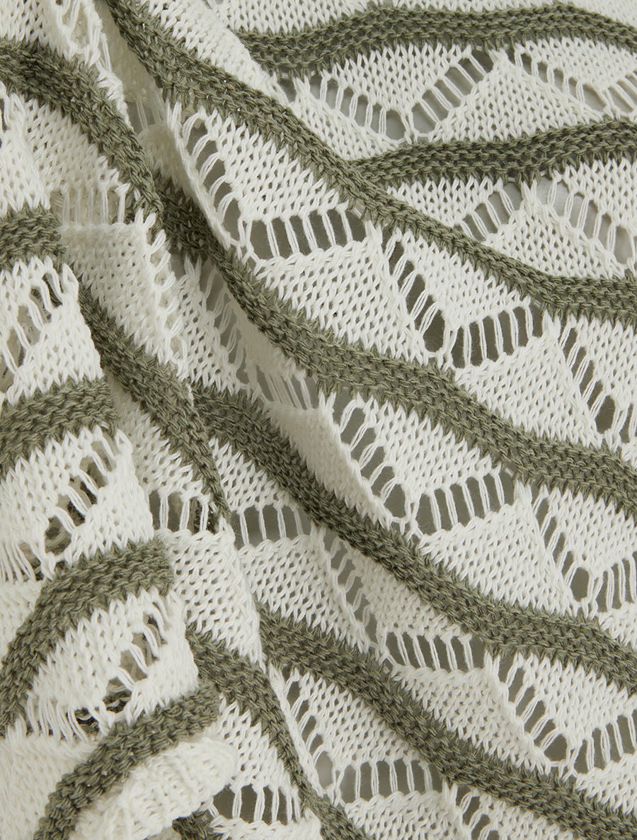 Pull ajouré à rayures fantaisies - Kaki - 3