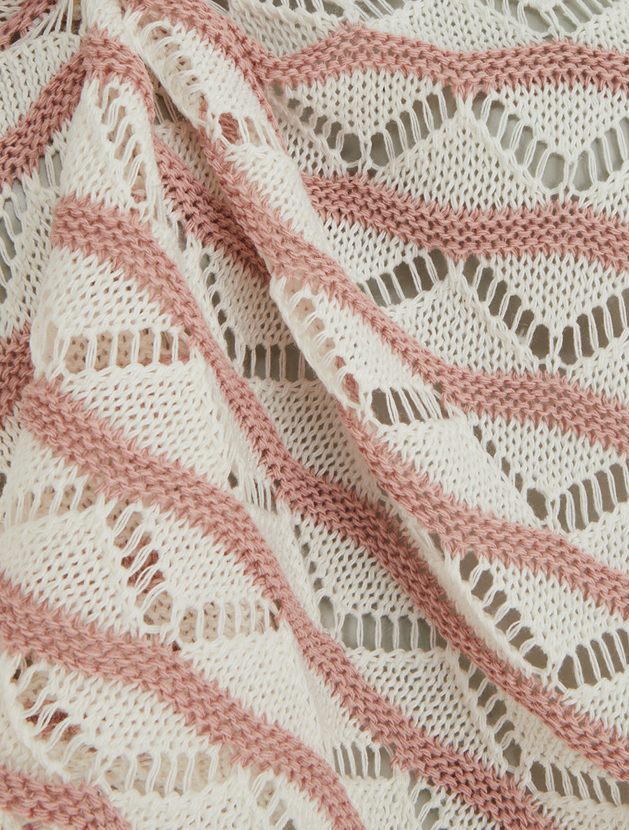 Pull ajouré à rayures fantaisies - Rose - 3