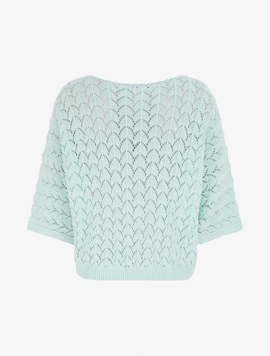 Pull ajouré manches courtes - Bleu clair - 2