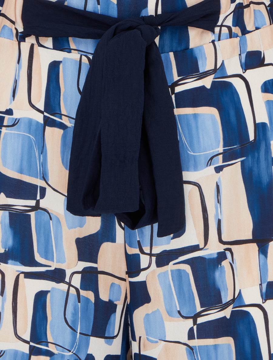 Pantalon ample imprimé graphique - Marine - 3