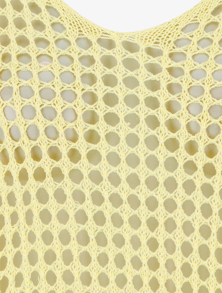 Pull uni ajouré à manches courtes - Jaune - 3