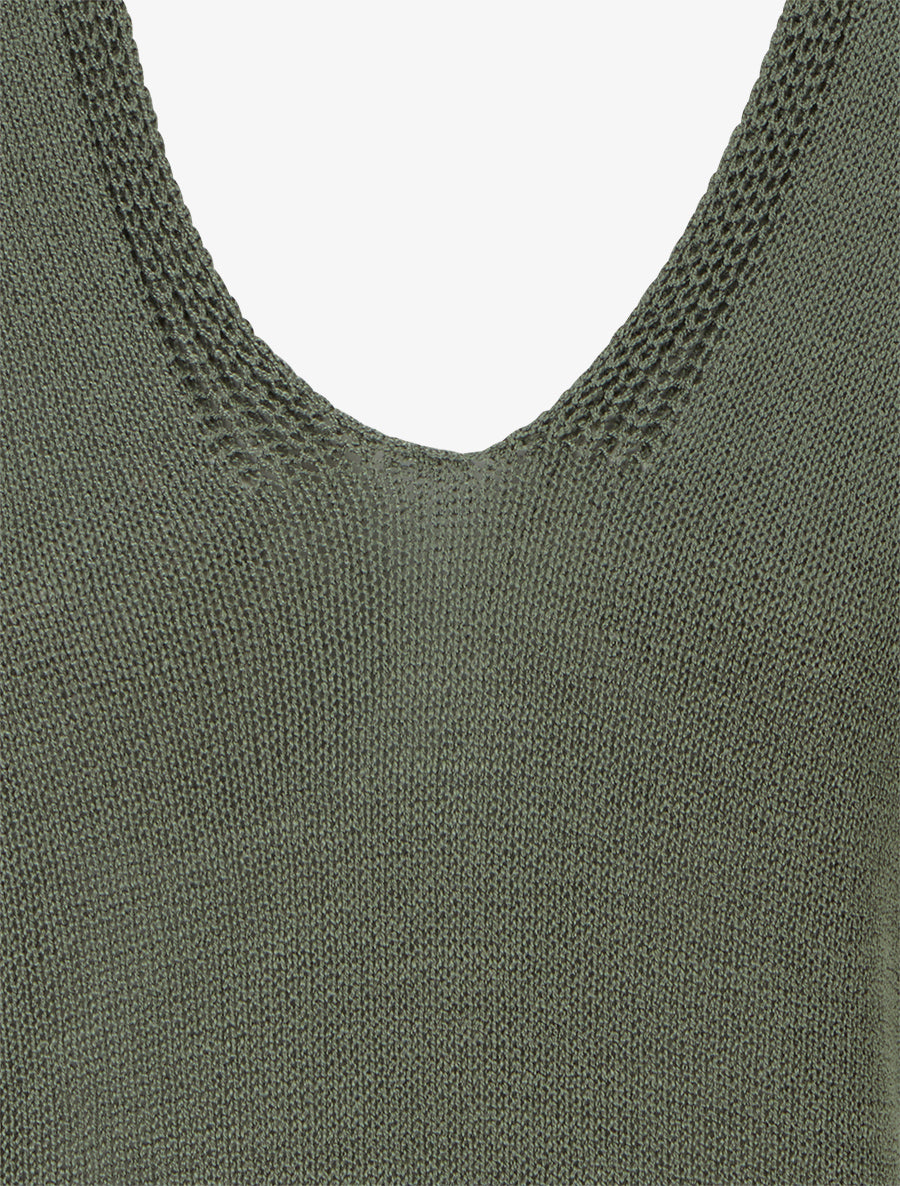 Top droit en maille à manches courtes - Kaki - 3