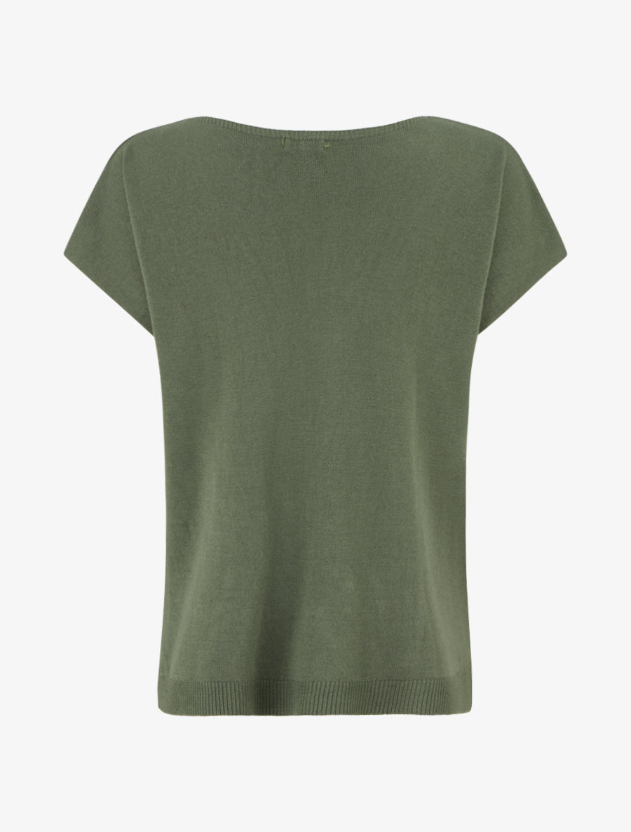 Pull fin uni en maille - Kaki - 2