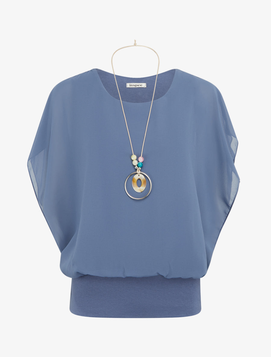 Funky Boutique - Top Uni Manches Longues Chauve-Souris Femme Bleu Marine Taille 40/42 (M-L)